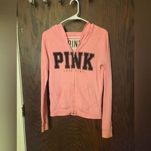 VS PINK FULL ZIP SWEATER WITH HOOD